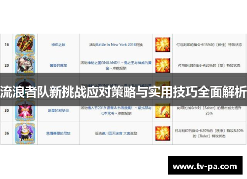 流浪者队新挑战应对策略与实用技巧全面解析